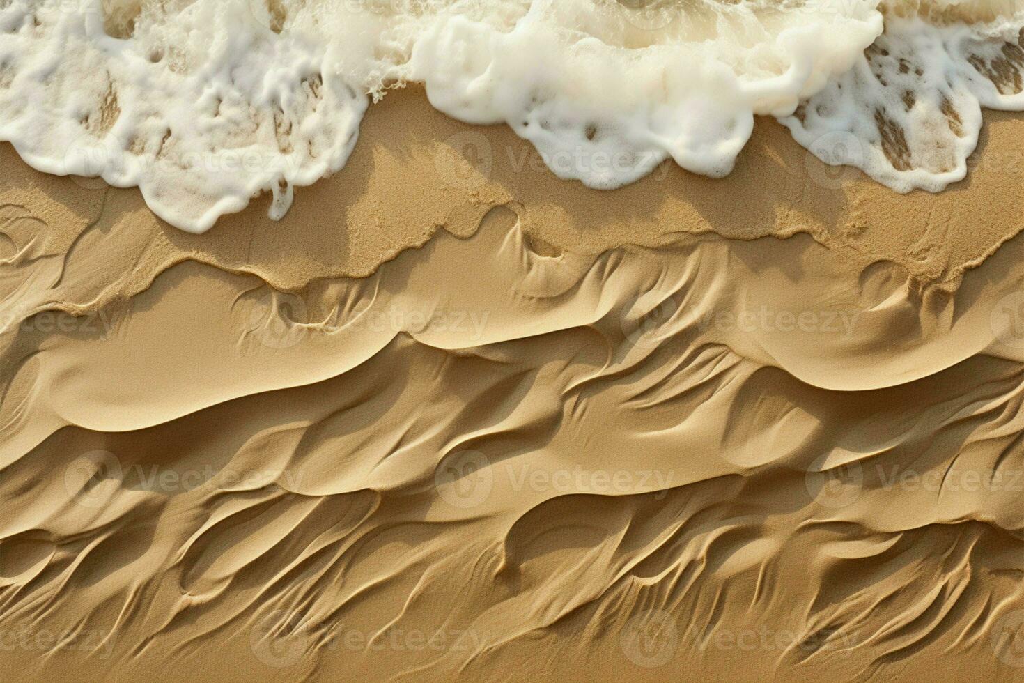 Sandy beach background top view with visible sand texture Backdrop for mockups and advertising AI Generated photo