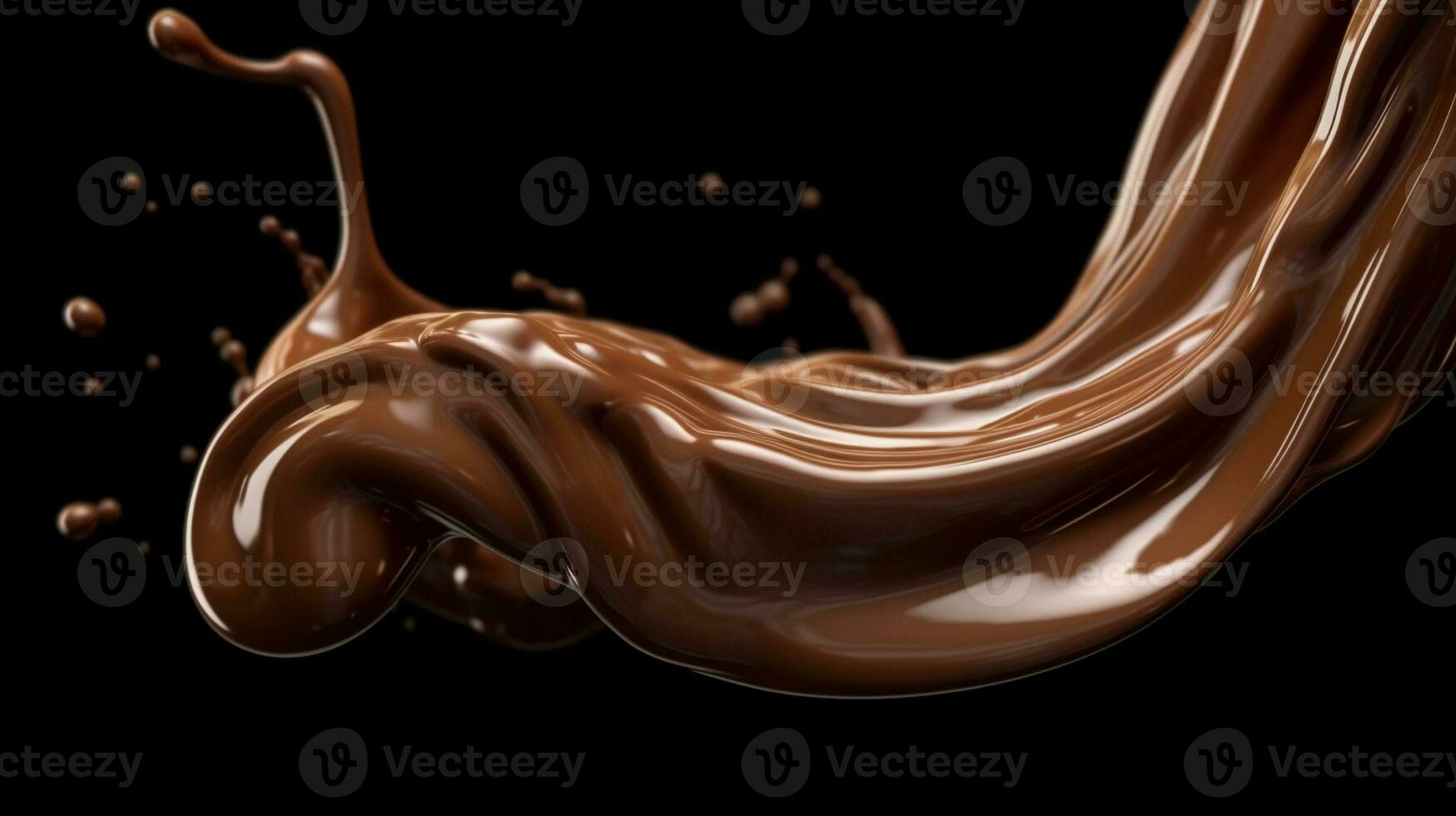 Chocolate cascade, Velvety sauce flowing gracefully from a front view. AI Generated photo