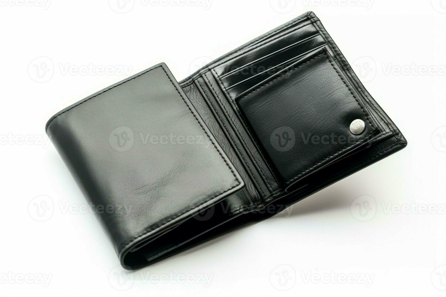 Black leather wallet. Generate Ai photo