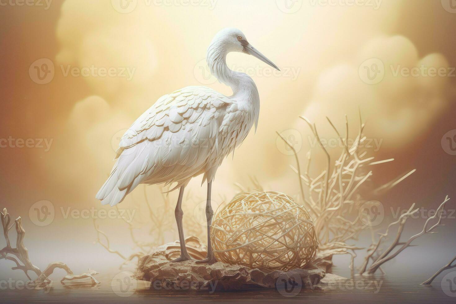 Poster chinese crane. Generate Ai photo