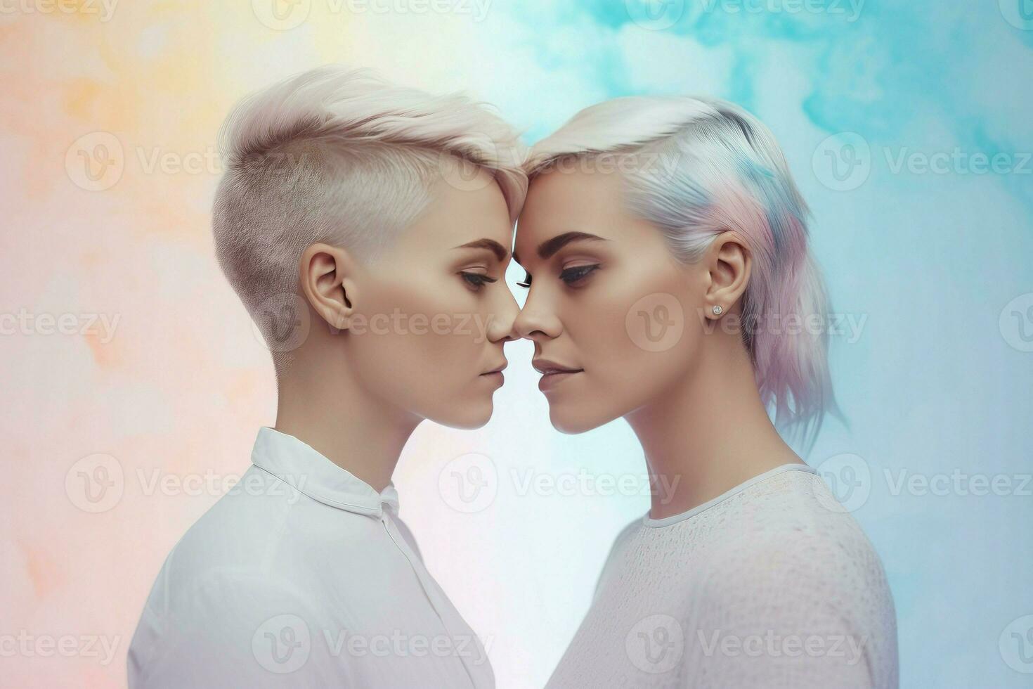 Lgbt couple pastel. Generate Ai photo