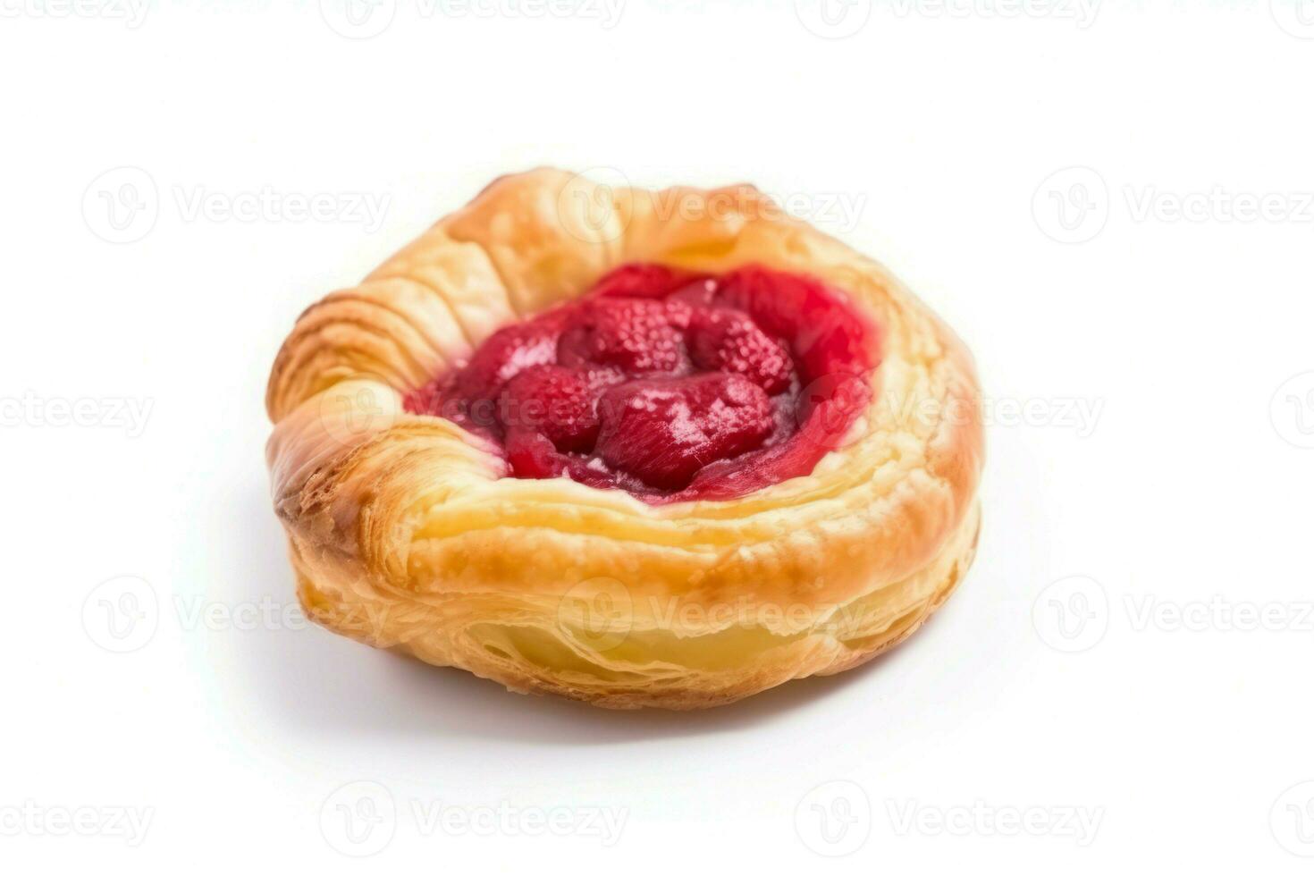 Raspberry danish bun food. Generate Ai photo