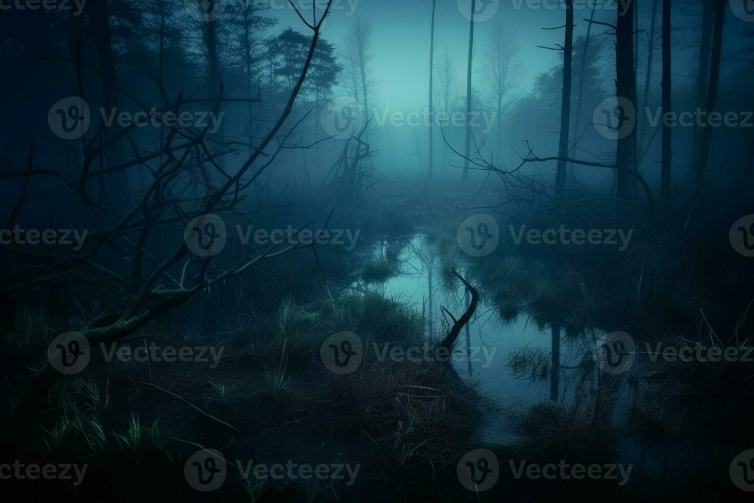 Swamp foggy morning. Generate Ai photo