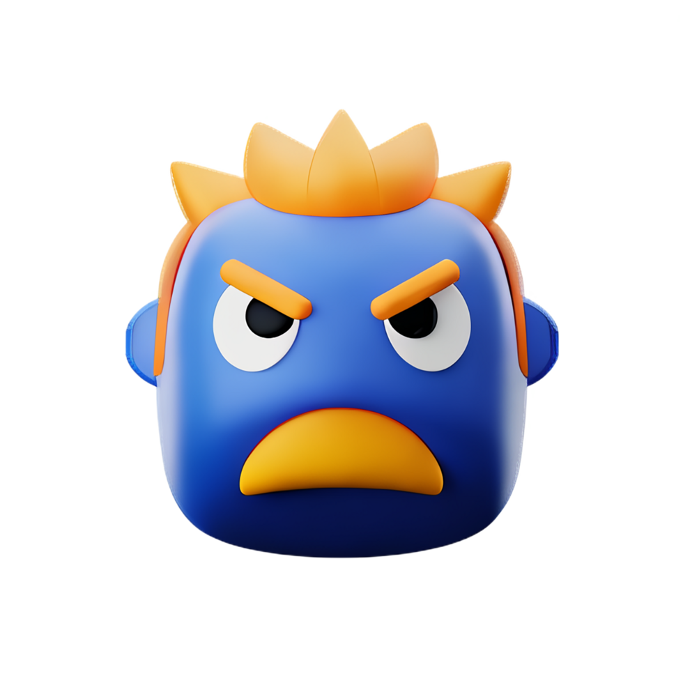 angry face 3d rendering icon illustration png
