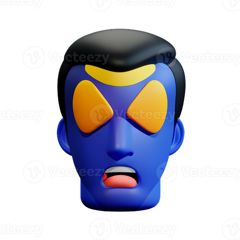 stress face 3d rendering icon illustration png