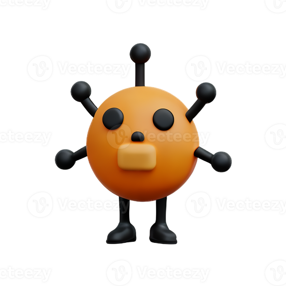 virus 3d rendering icon illustration png