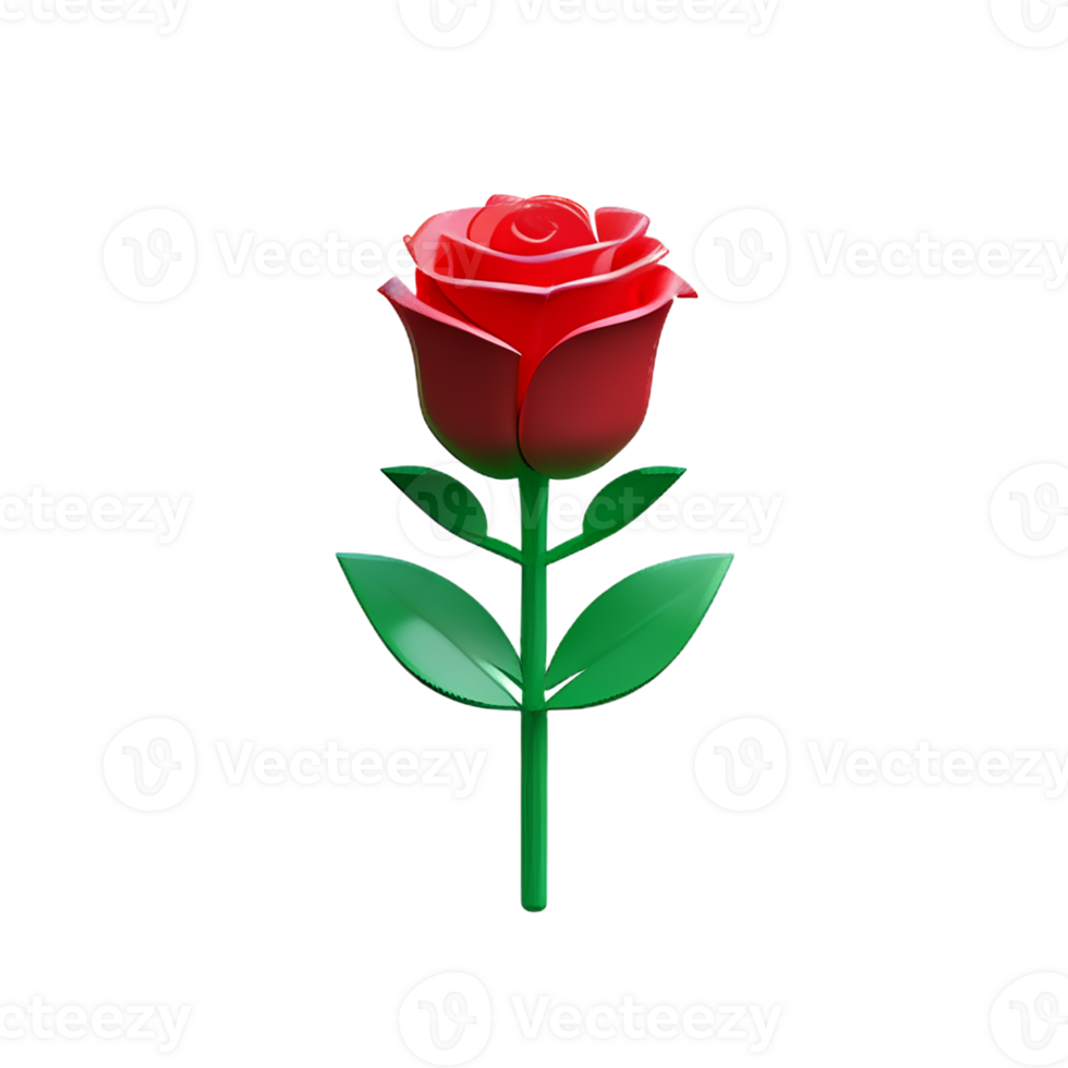 red rose 3d rendering icon illustration png