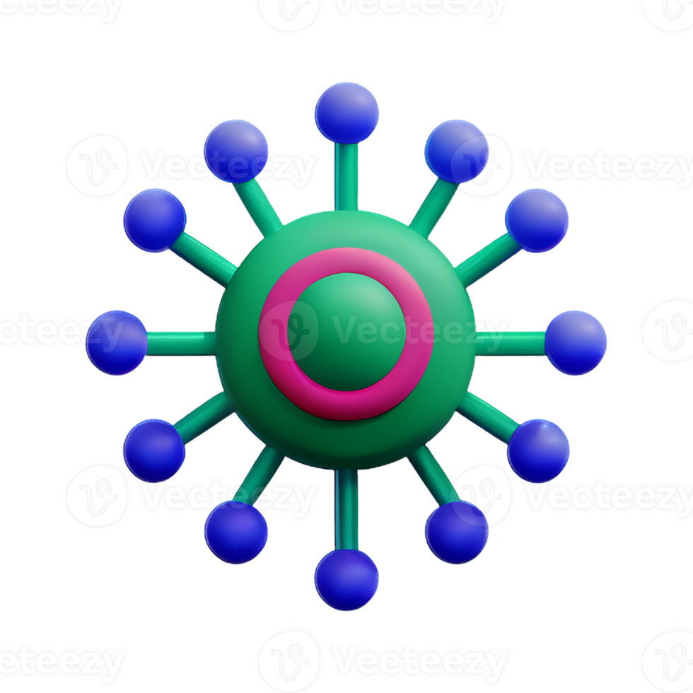 virus 3d rendering icon illustration png