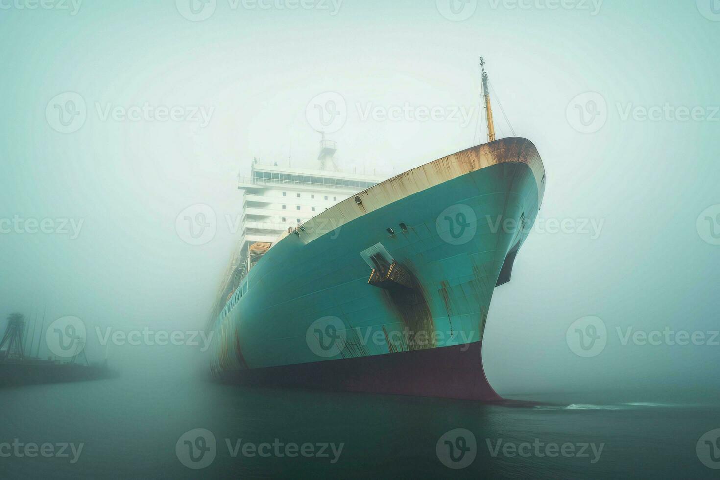 Huge ship fog. Generate Ai photo
