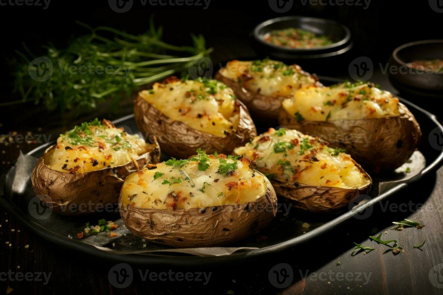 Baked potatoes. Generate Ai photo