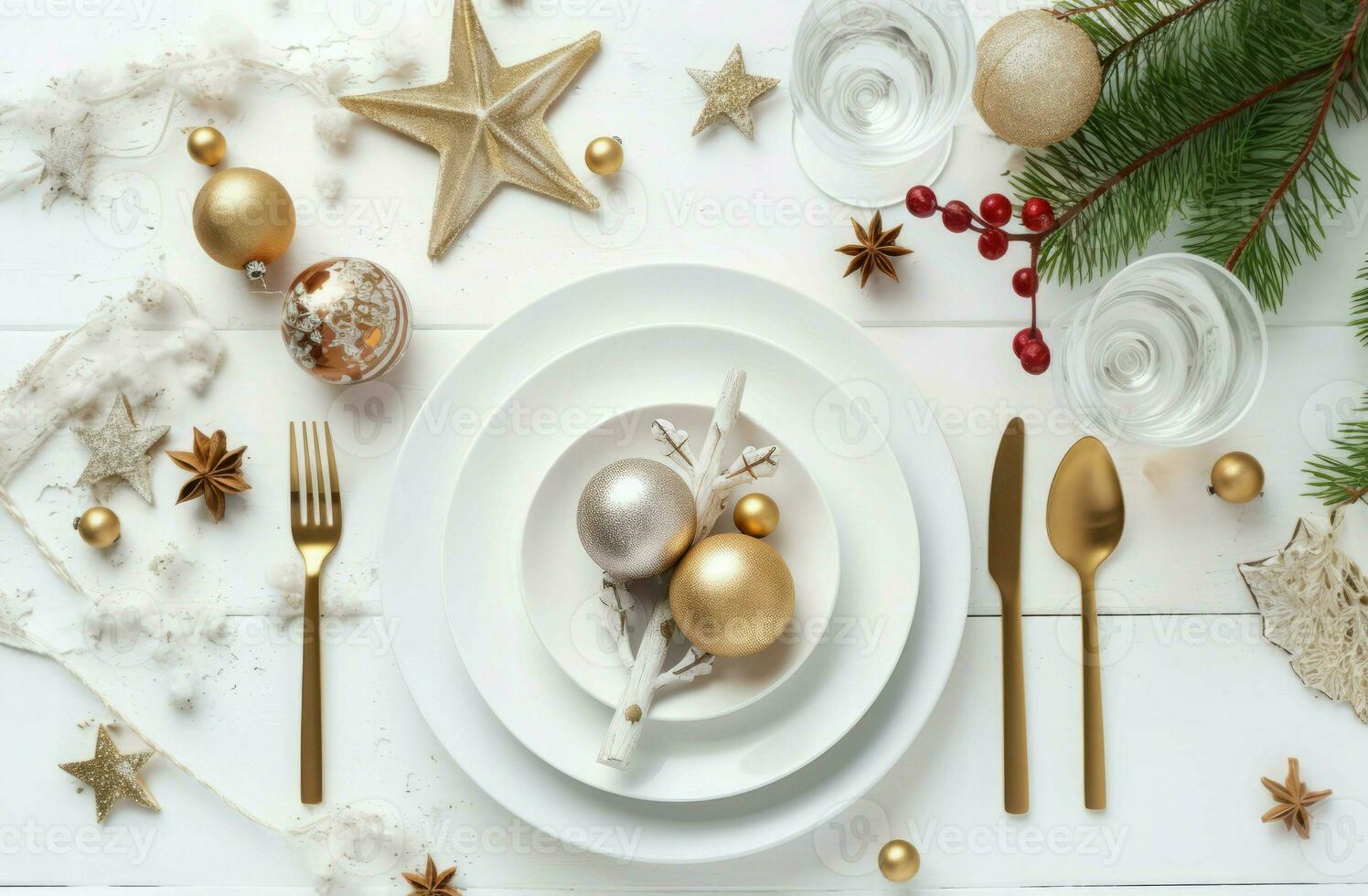 Festive table christmas food. Generate Ai photo