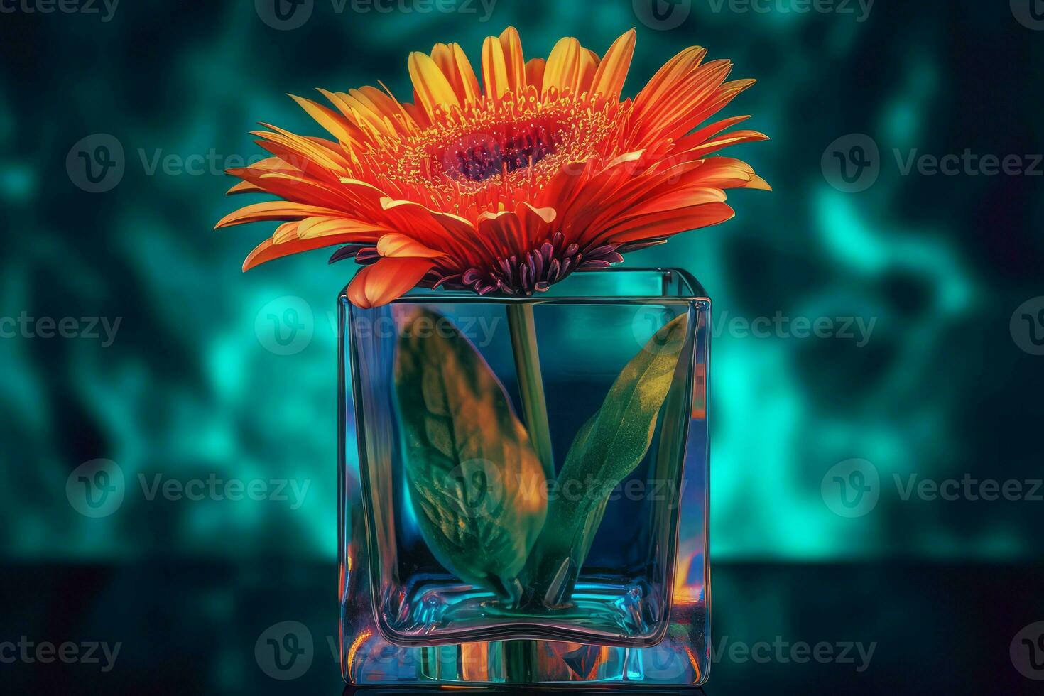 Flower vase glass contrast. Generate Ai photo