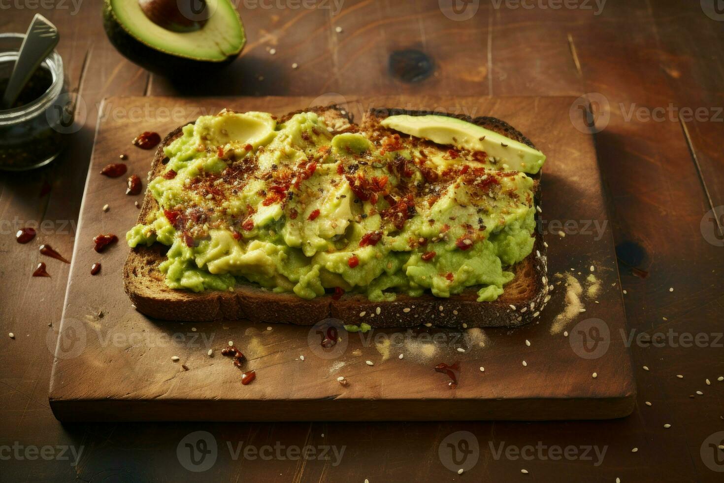 aguacate brindis tablero desayuno. generar ai foto