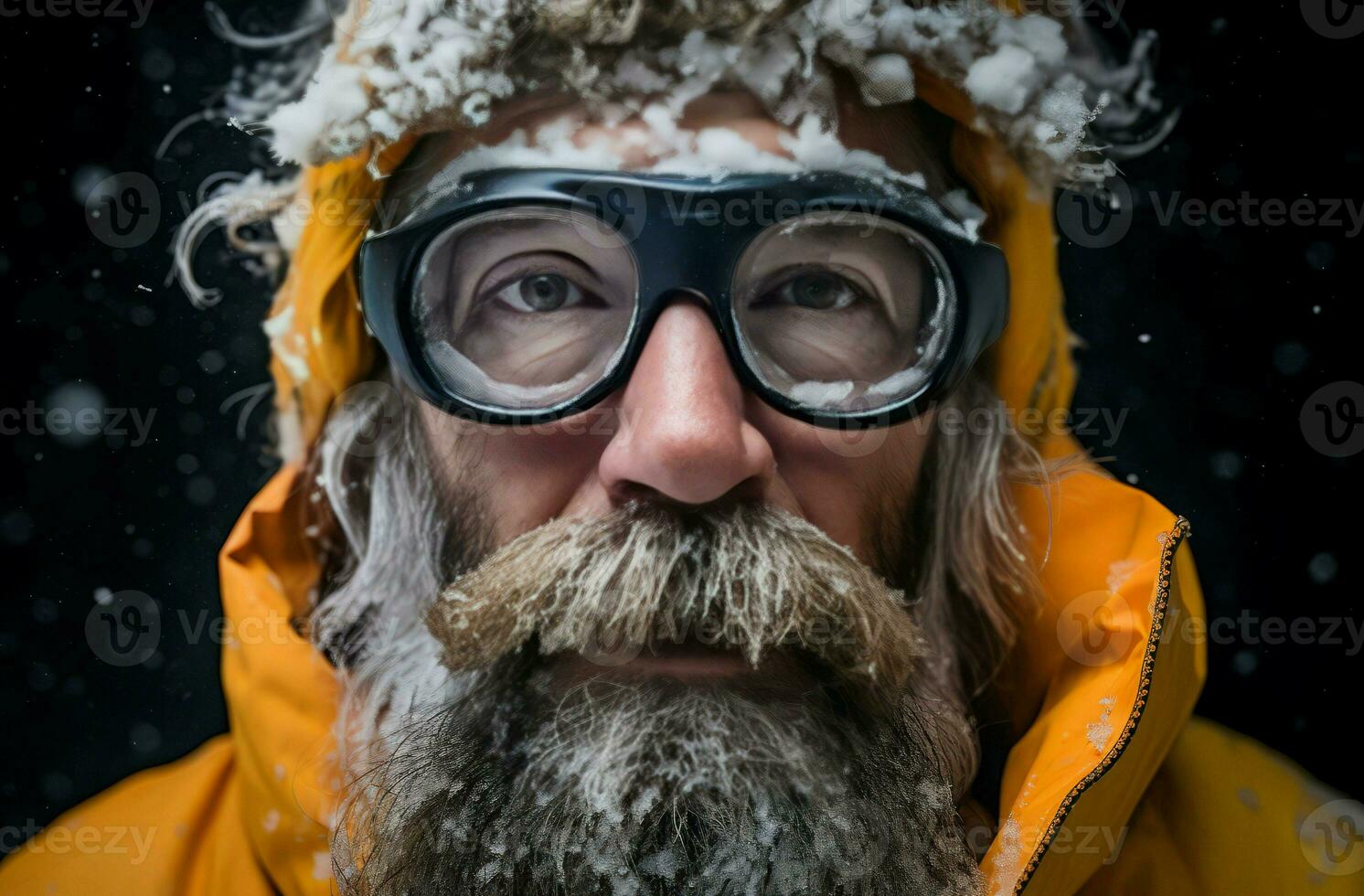 Mountain frozen man. Generate Ai photo