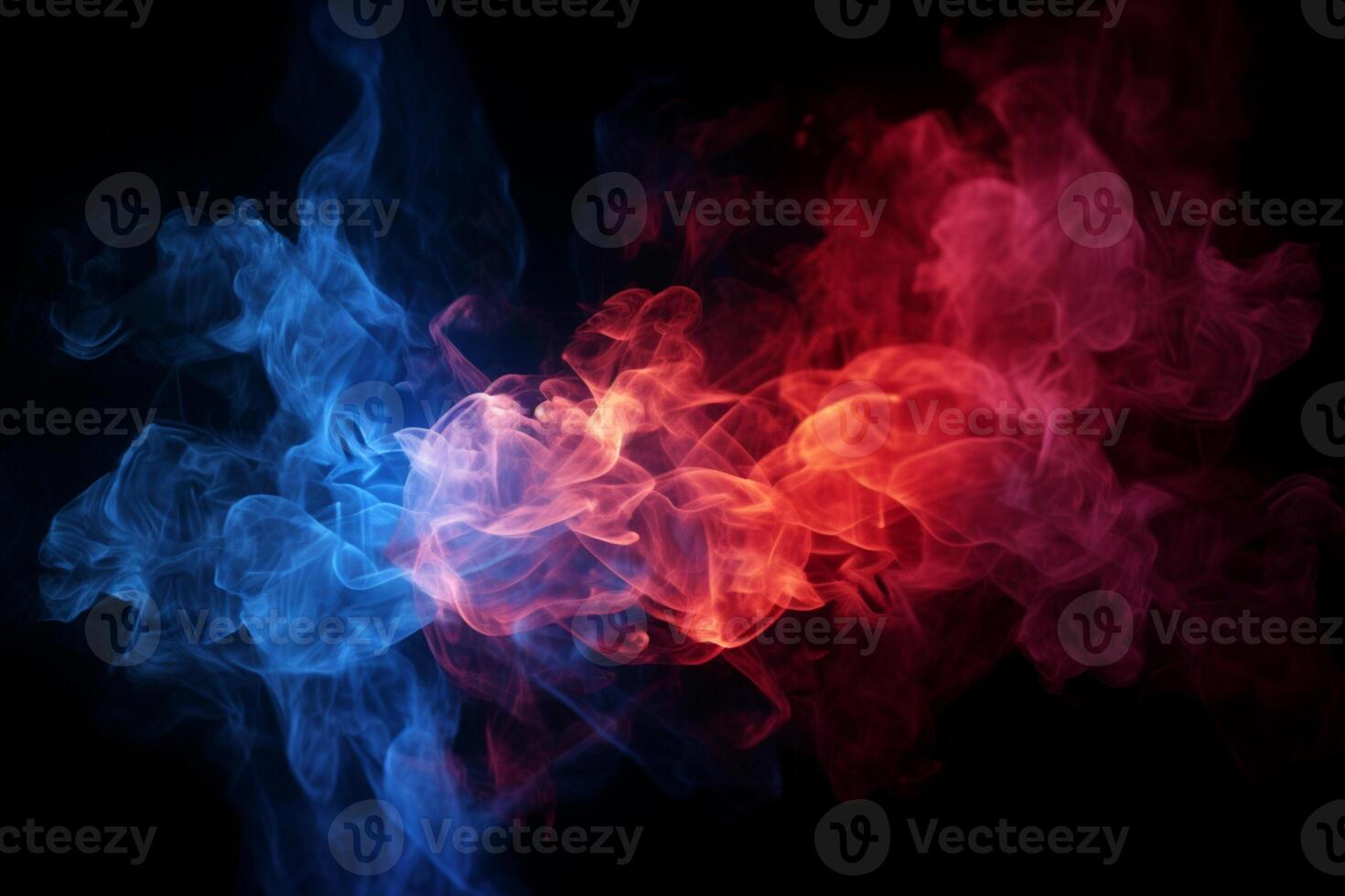 Red and blue fire on balck background AI Generated photo