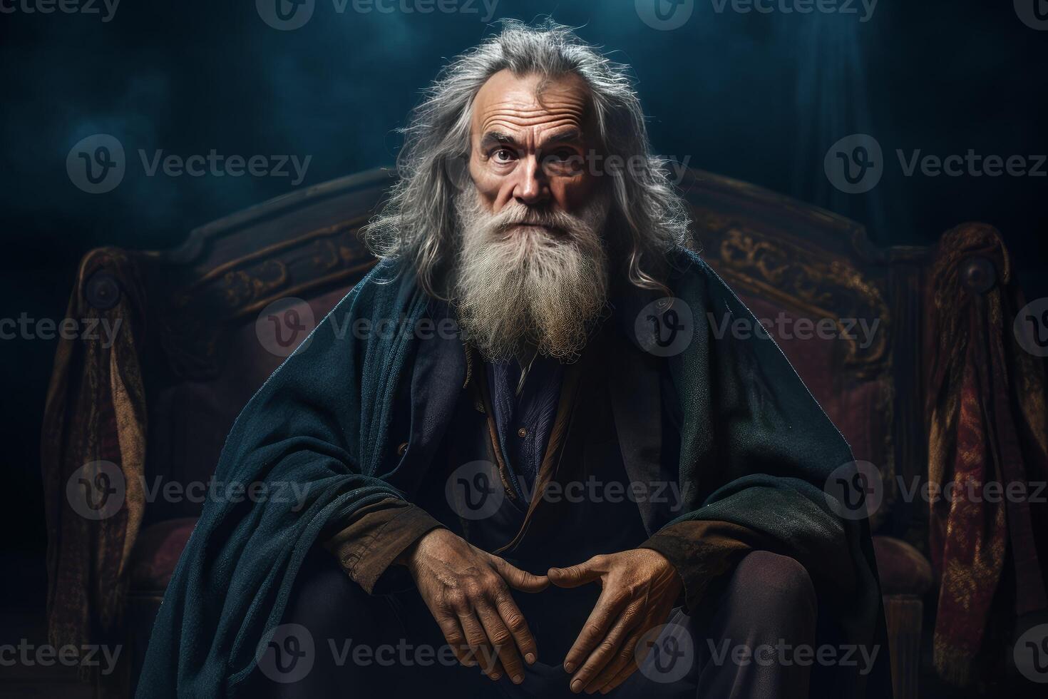 Talented Actor old man in small theater. Generate Ai photo