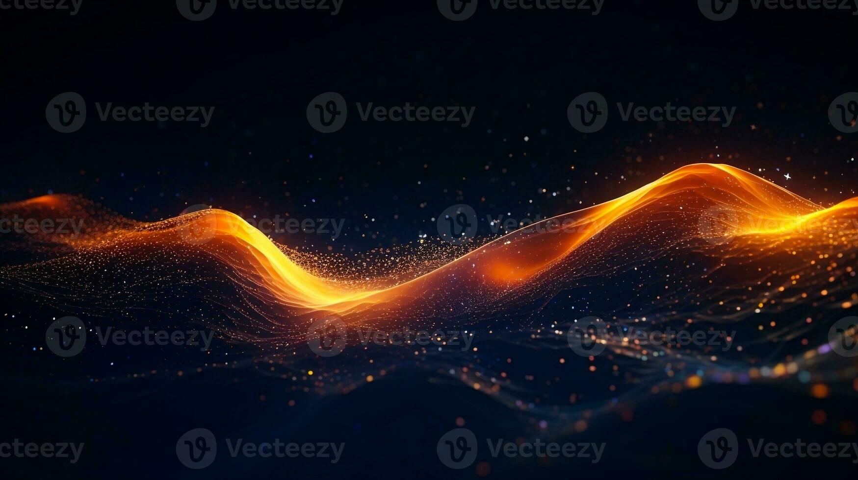 An impressive 3D rendering that features a dynamic wave abstract background. Network and big data concept. photo