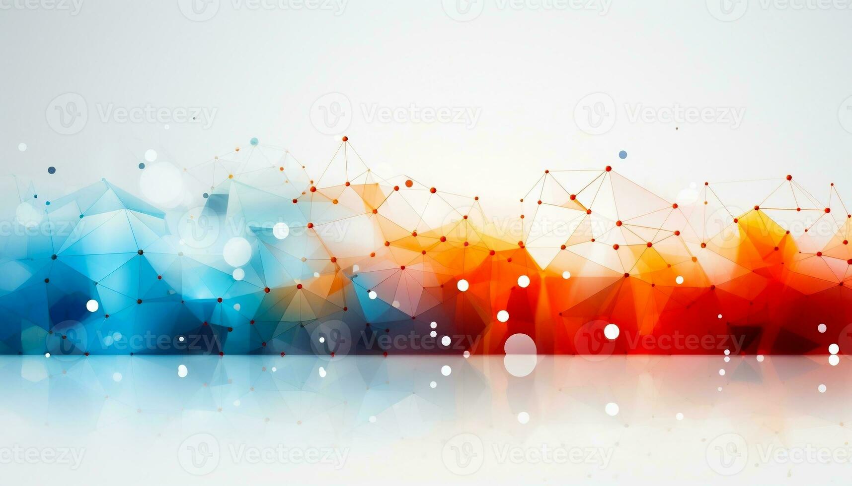 A highly-detailed Plexus of abstract with dark orange, red and blue geometrical lines with triangles and dots. Big data concept. photo