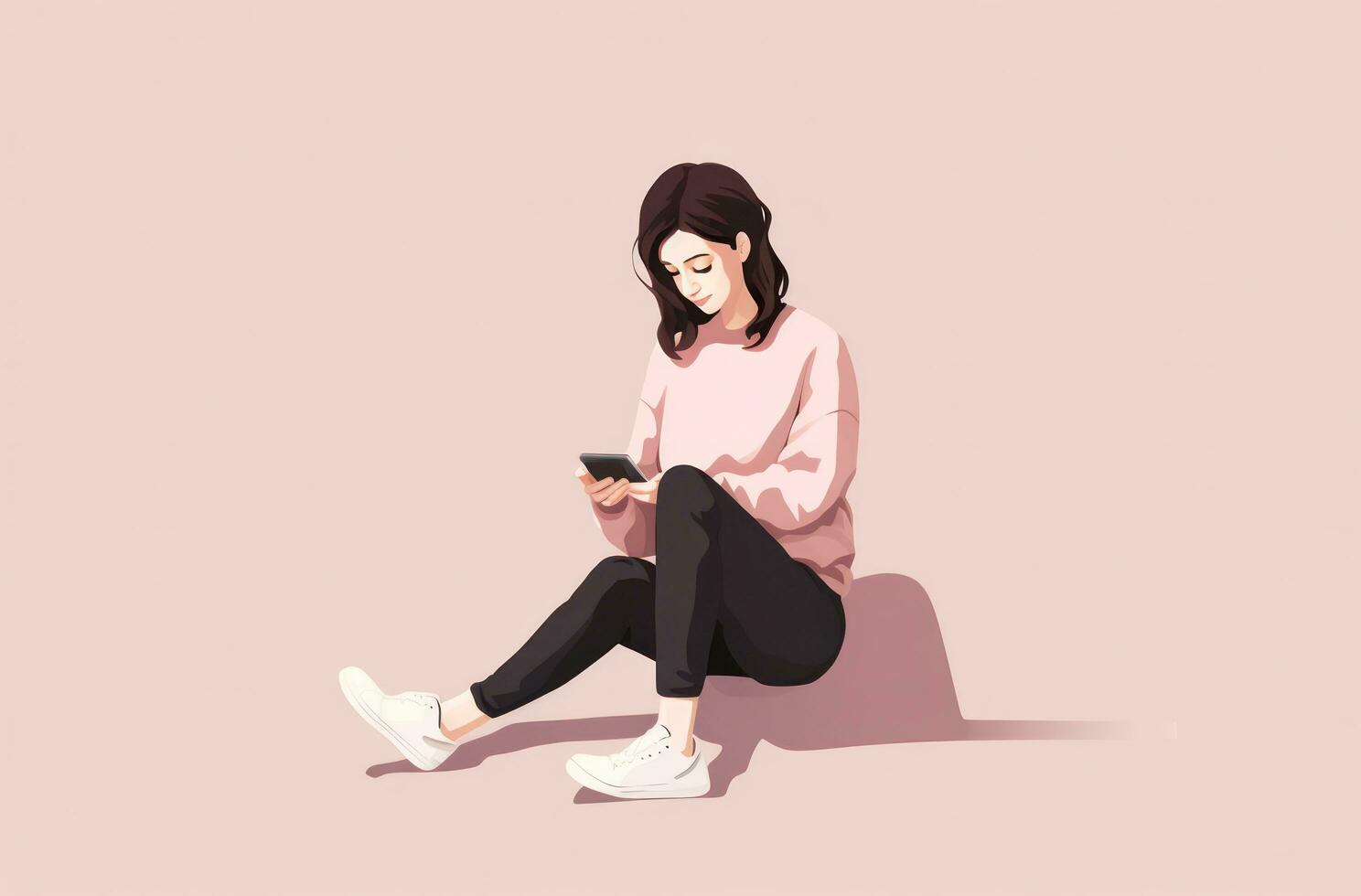 Girl with smartphone illustration photo