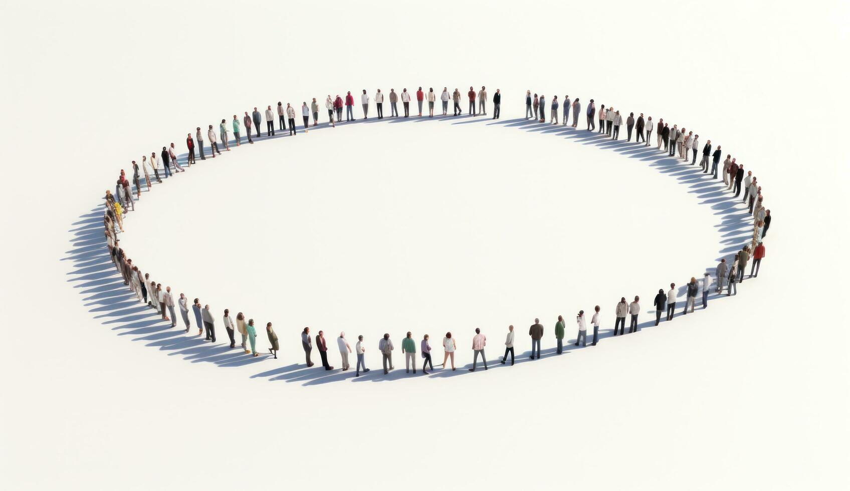 A crowd in the shape of an empty circle photo