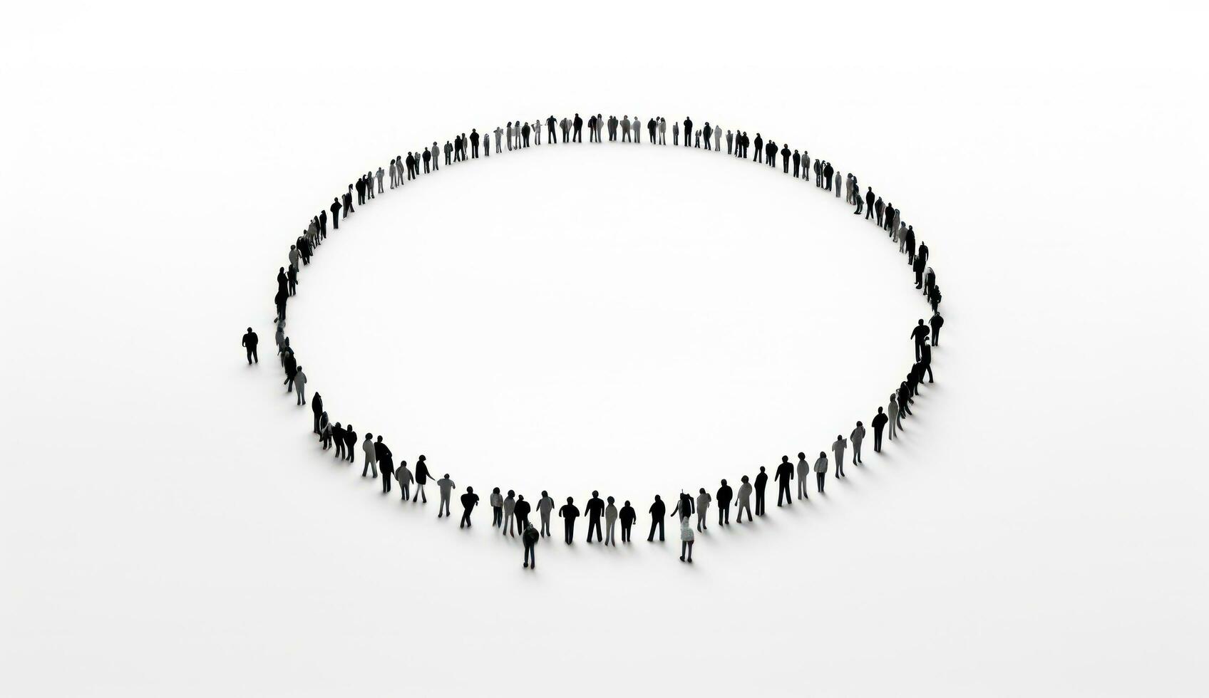 A crowd in the shape of an empty circle photo