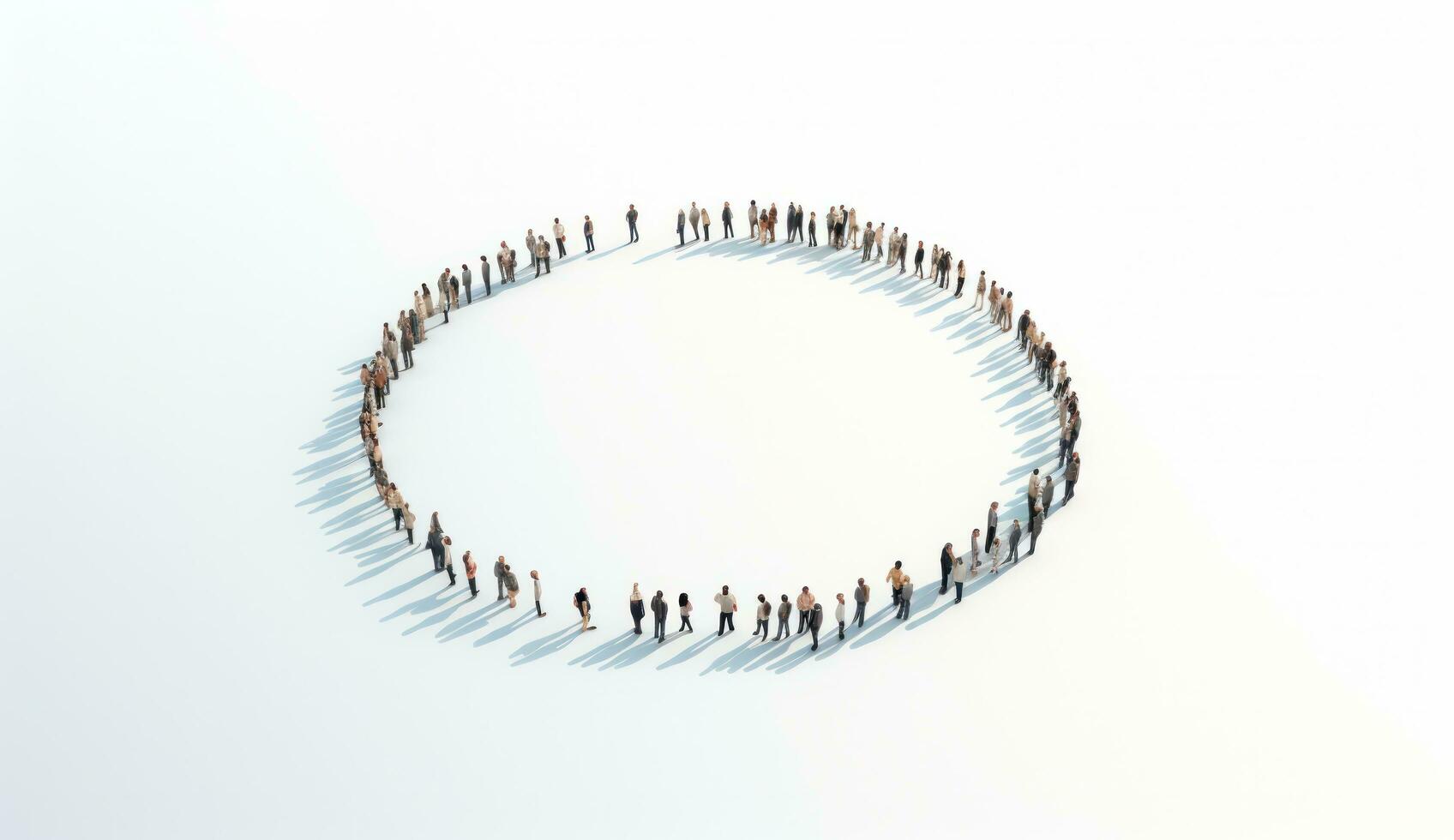 A crowd in the shape of an empty circle photo