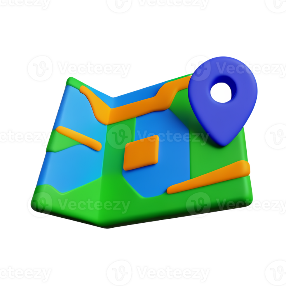 map 3d rendering icon illustration png