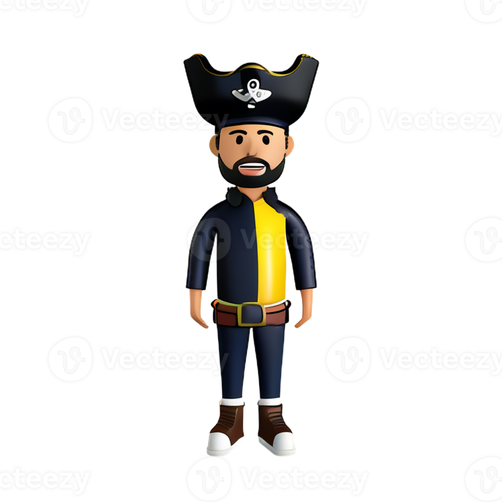Pirate 3d rendering icon illustration png