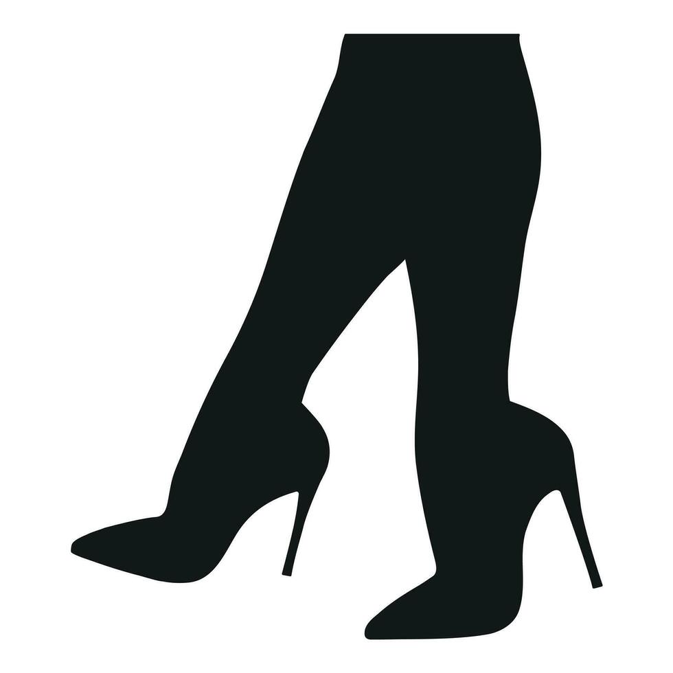 Black silhouette of female legs in a pose. Shoes stilettos, high heels. Walking, standing, running, jumping, dance vector