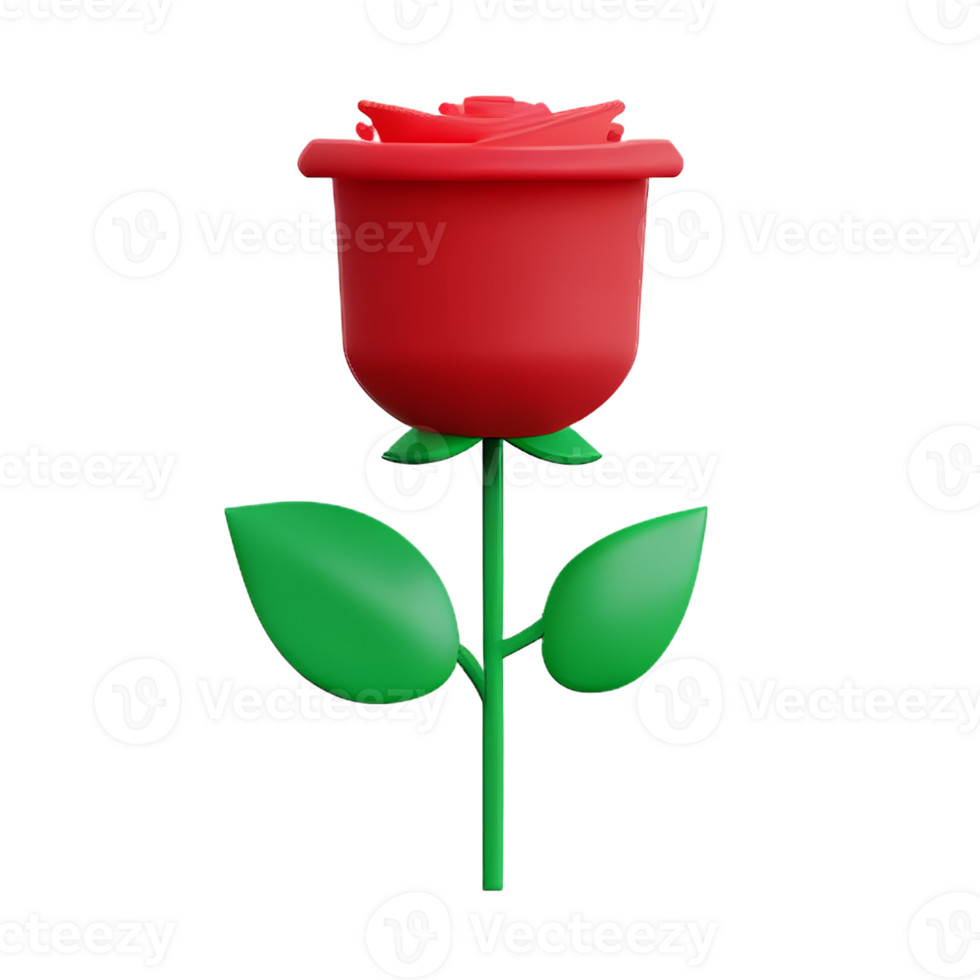 red rose 3d rendering icon illustration png