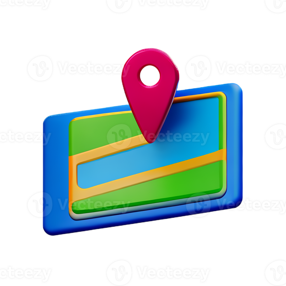 map 3d rendering icon illustration png