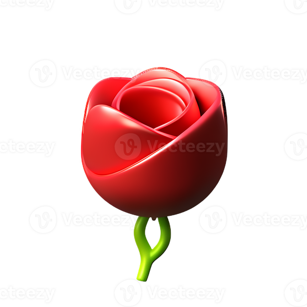 red rose 3d rendering icon illustration png