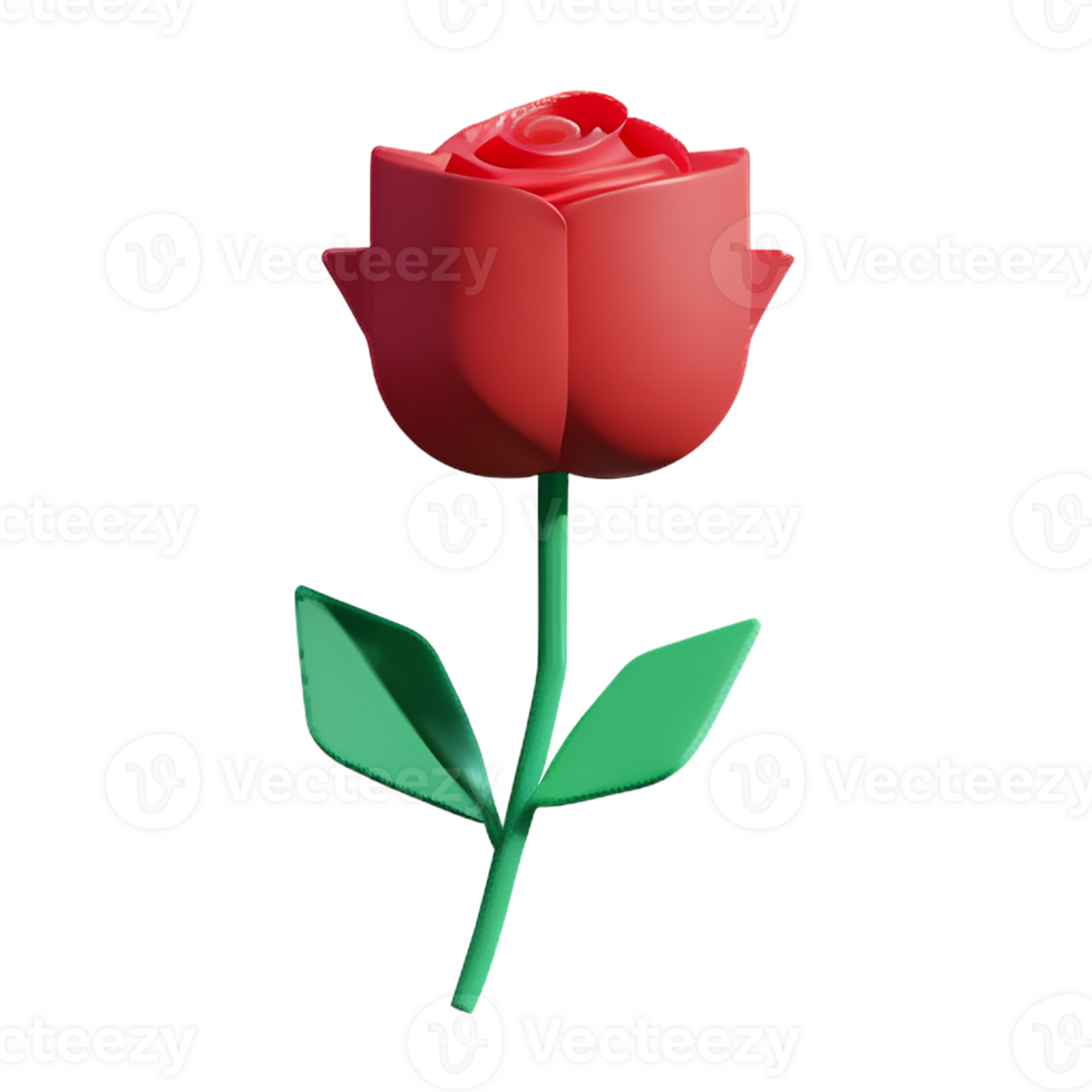 red rose 3d rendering icon illustration png