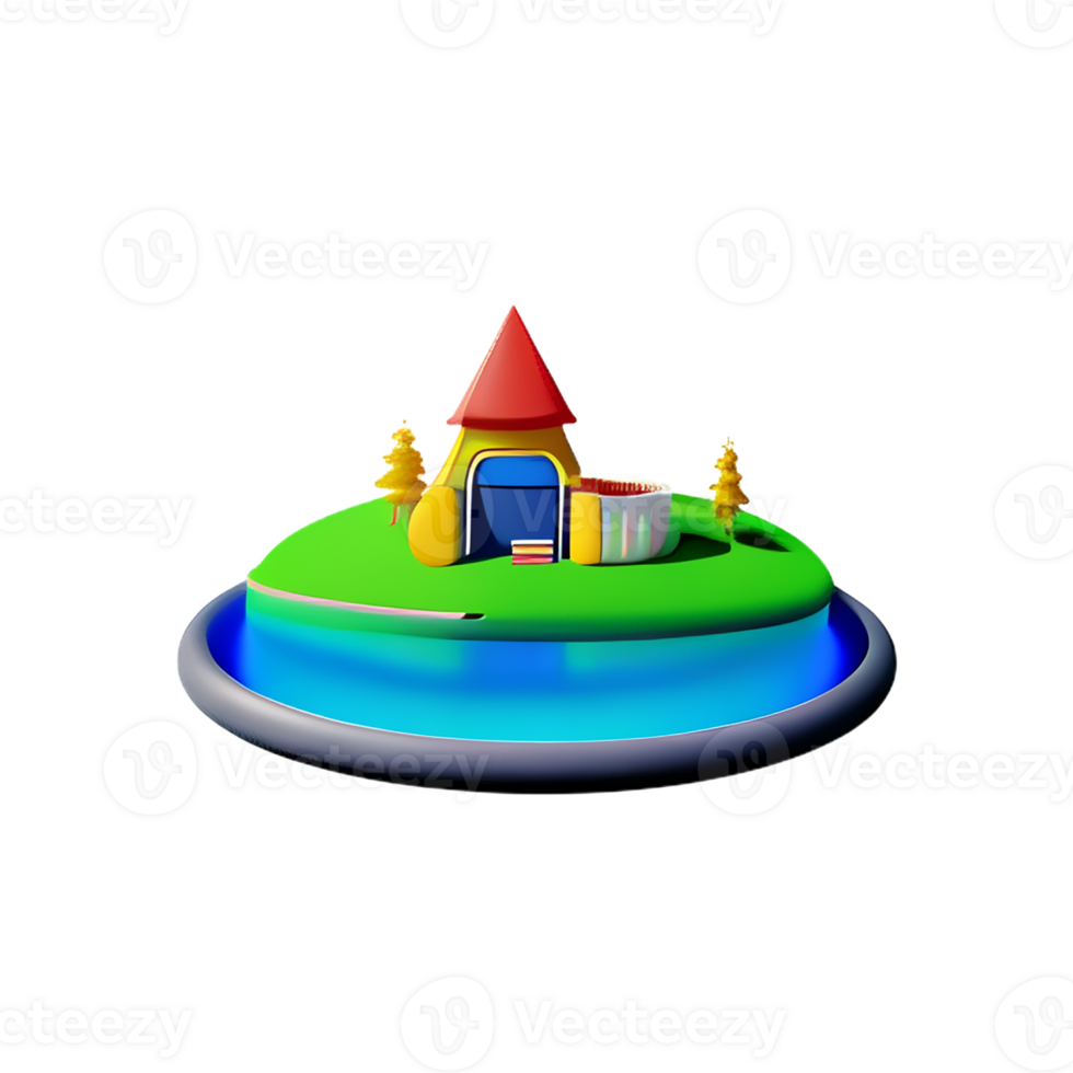 lake 3d rendering icon illustration png