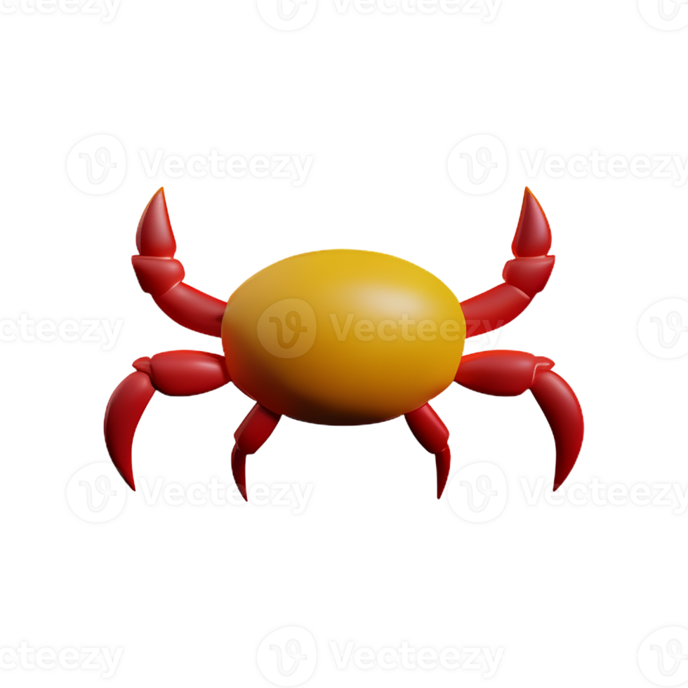 crab 3d rendering icon illustration png