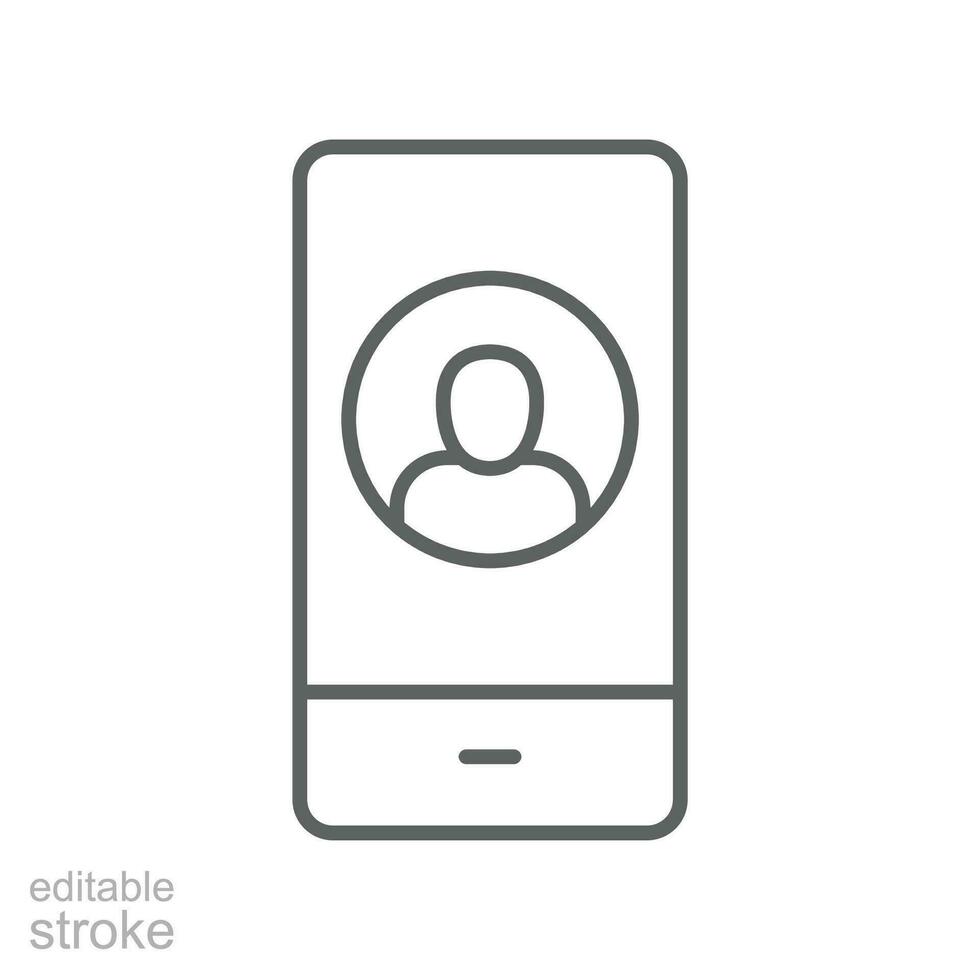 Mobile account line icon, create new my profile for profile network. user page in social network template. avatar personal contact Editable stroke vector illustration design on white background EPS 10