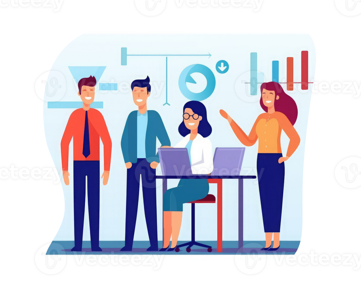 Business men and women employees set goals and objectives for their online activity business theme . AI Generated png