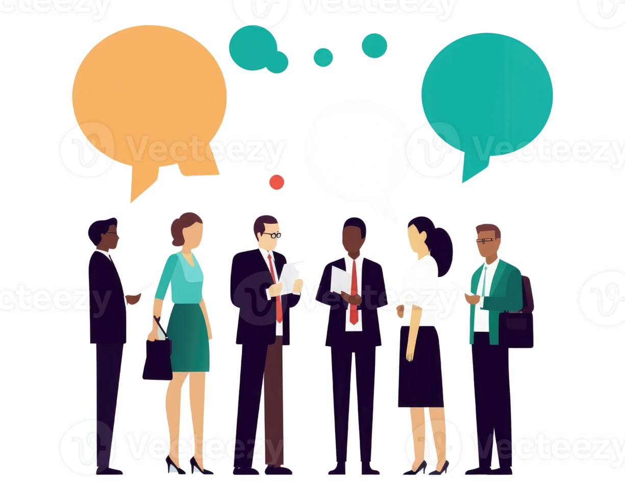 group of business people talking with speech bubbles . AI Generated png