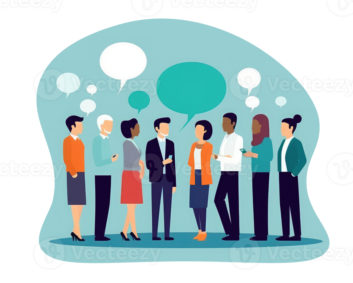 group of business people talking with speech bubbles . AI Generated png