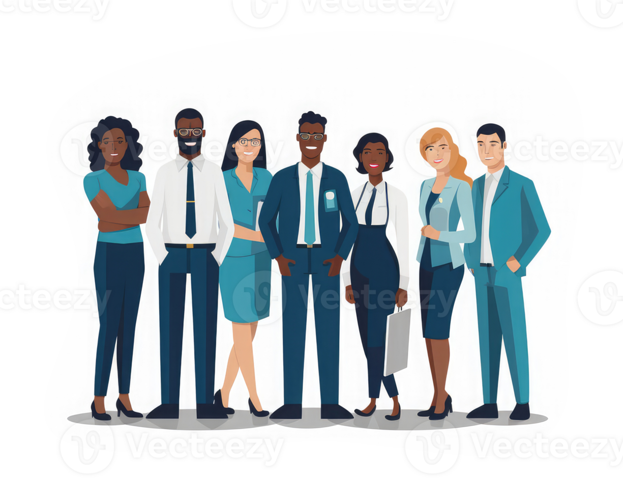 Group of various professionals standing together Smile and dress professionally . AI Generated png
