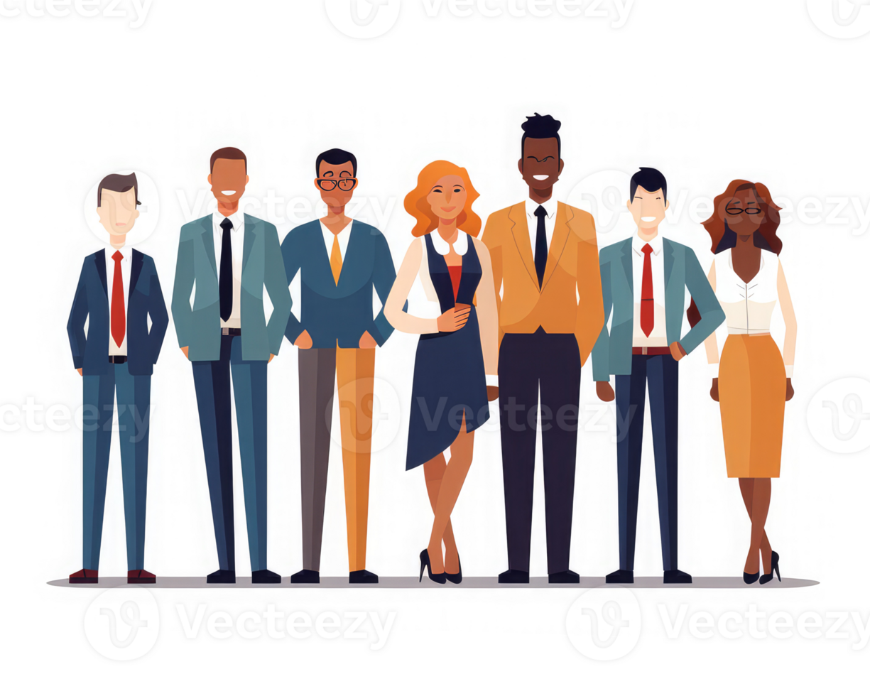 team members wearing suit are taking a group photo in an office . AI Generated png