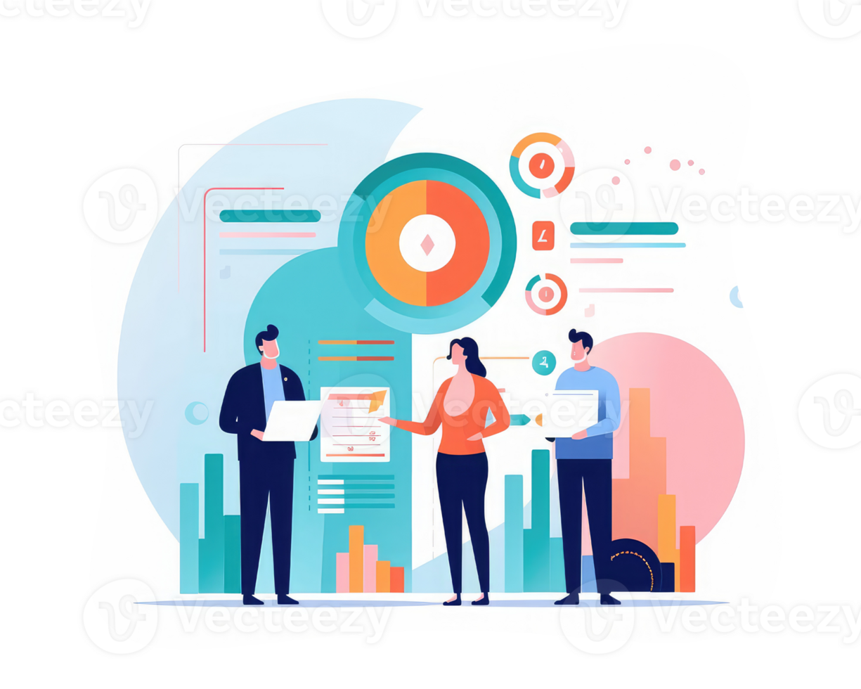 business team work on data presentation . AI Generated png