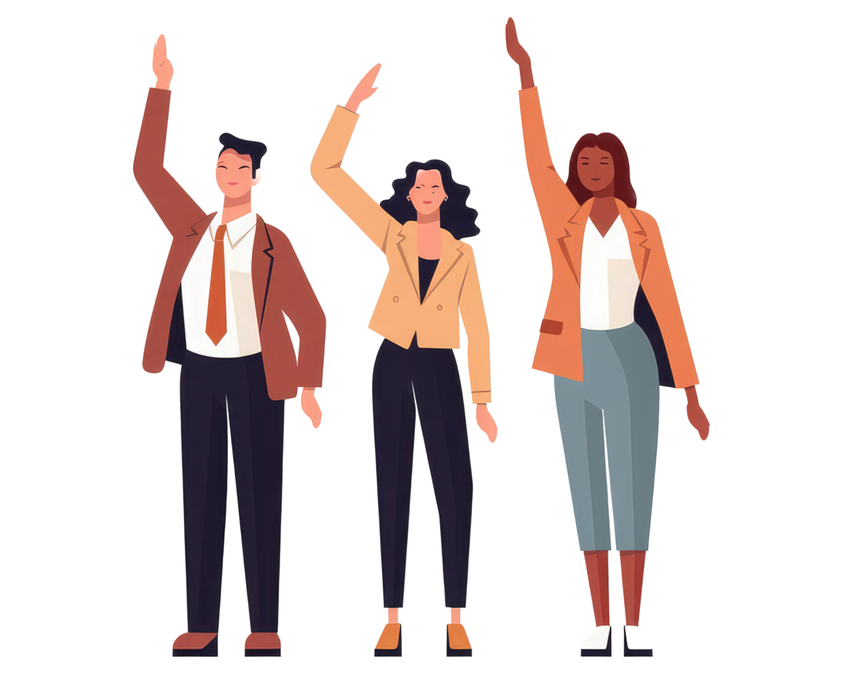 business people standing with hands raised . AI Generated png