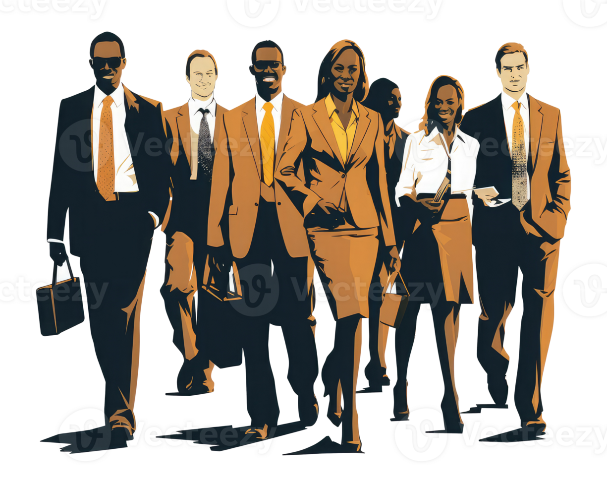 business attire, such as men and women in suits . AI Generated png