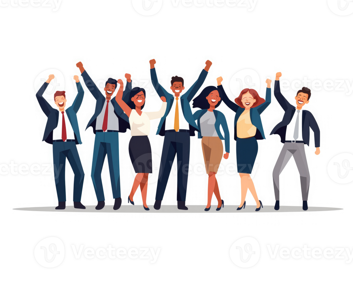 team of professionals celebrating a successful business achievement . AI Generated png