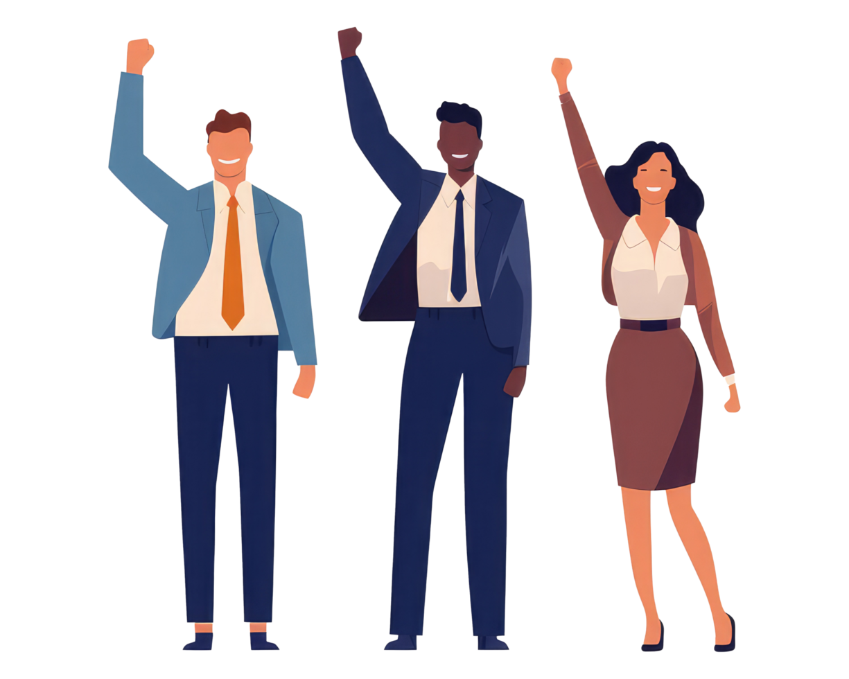business people standing with hands raised . AI Generated png