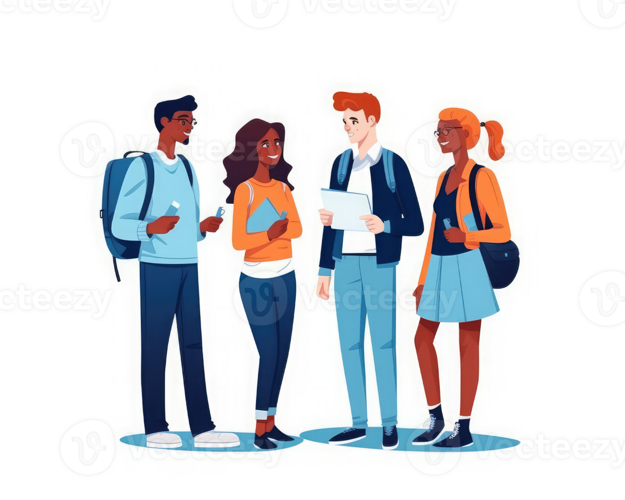 diverse group of university students talking . AI Generated png