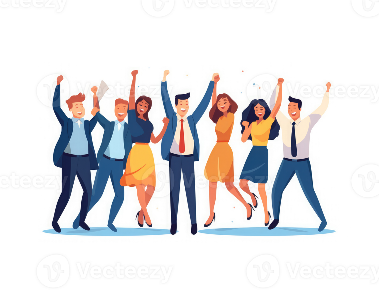 team of professionals celebrating a successful business achievement . AI Generated png