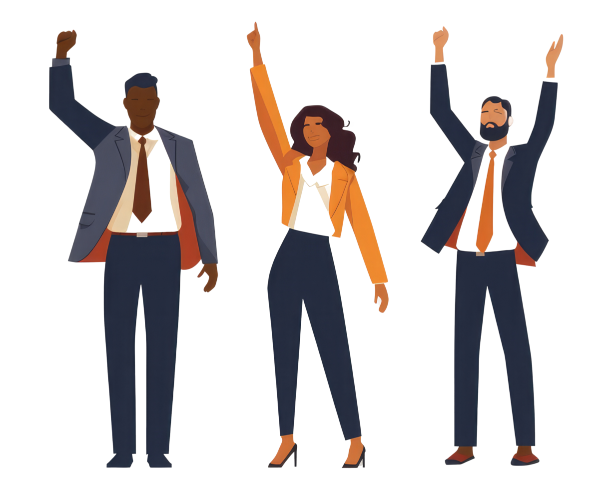 business people standing with hands raised . AI Generated png