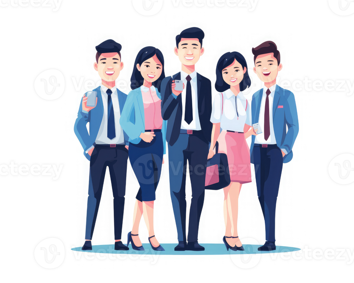 team members wearing suit are taking a group photo in an office . AI Generated png